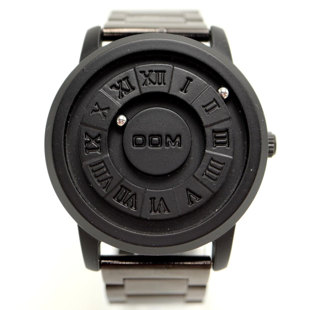DOM Mens 42mm Watch Black Roman Dial Magnetic Ball Bearing Fidget w New Battery